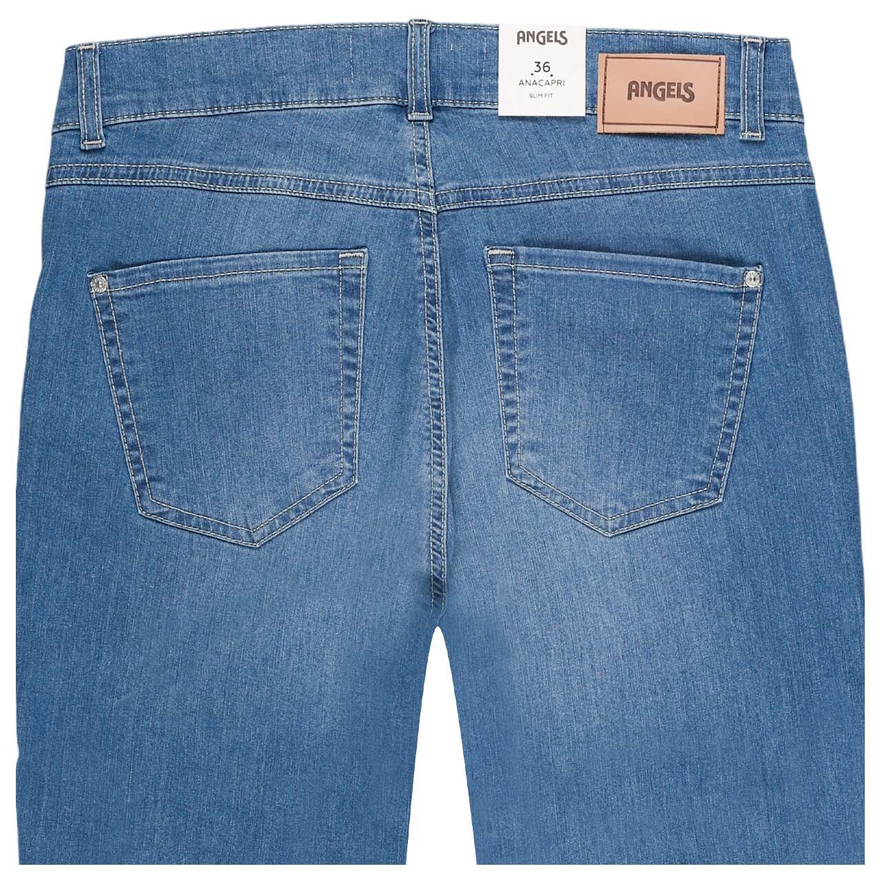 Damen 3/4 Jeans Anacapri von Angels in Blau angewaschen, detaillierte Rückansicht
