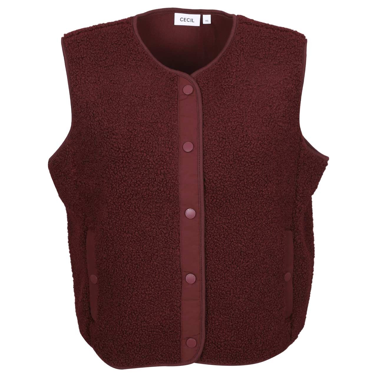 Cecil Damen Teddy Weste Solid Matmix Vest red wine