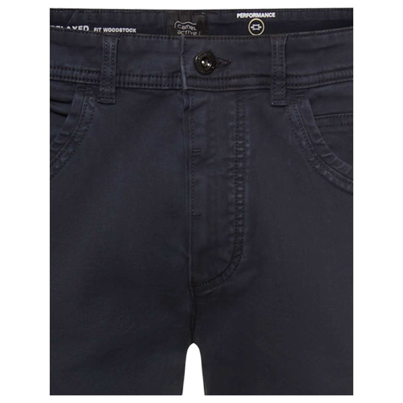 Stretch Herren Baumwollhose Woodstock von Camel active in Dunkelblau, detaillierte Ansicht vorne