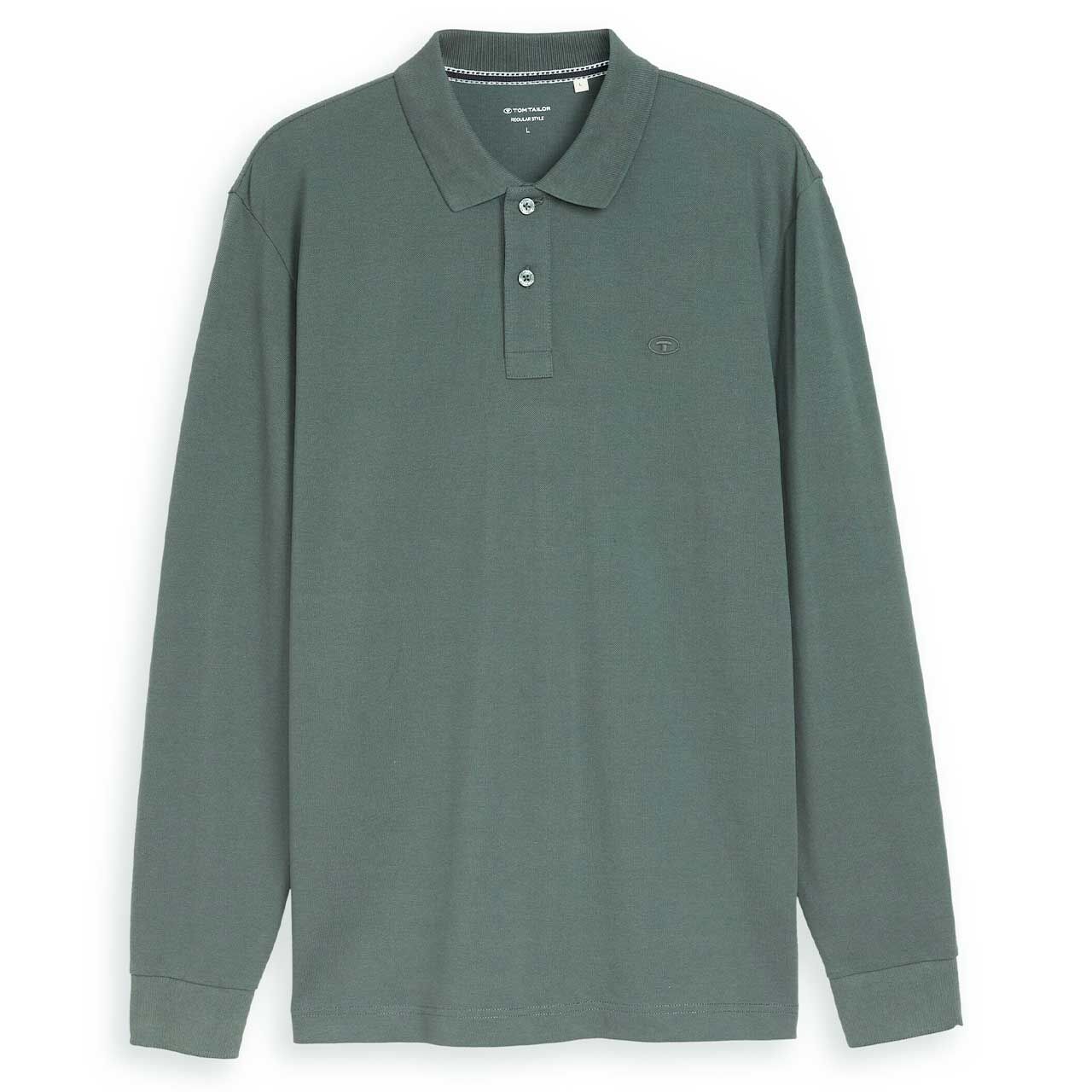 Tom Tailor Herren Polo Pullover Basic Longsleeve darkest olive