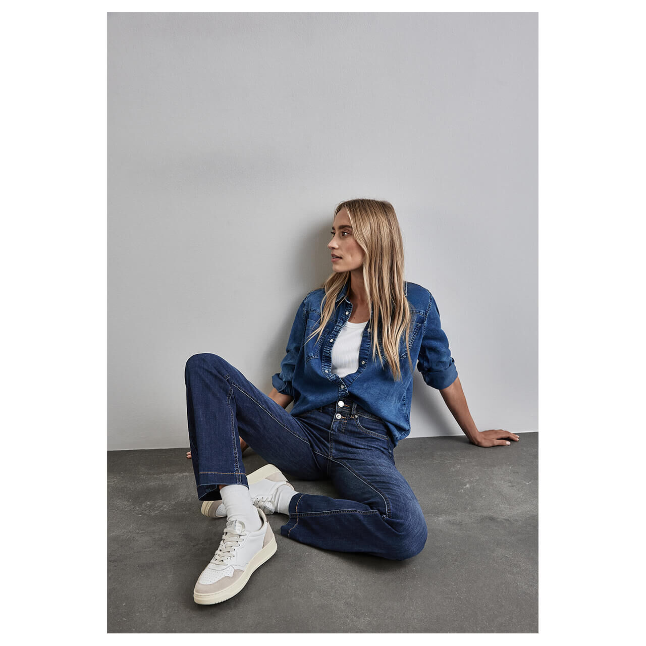 Street One Bootcut Jeans dark indigo slightly washed