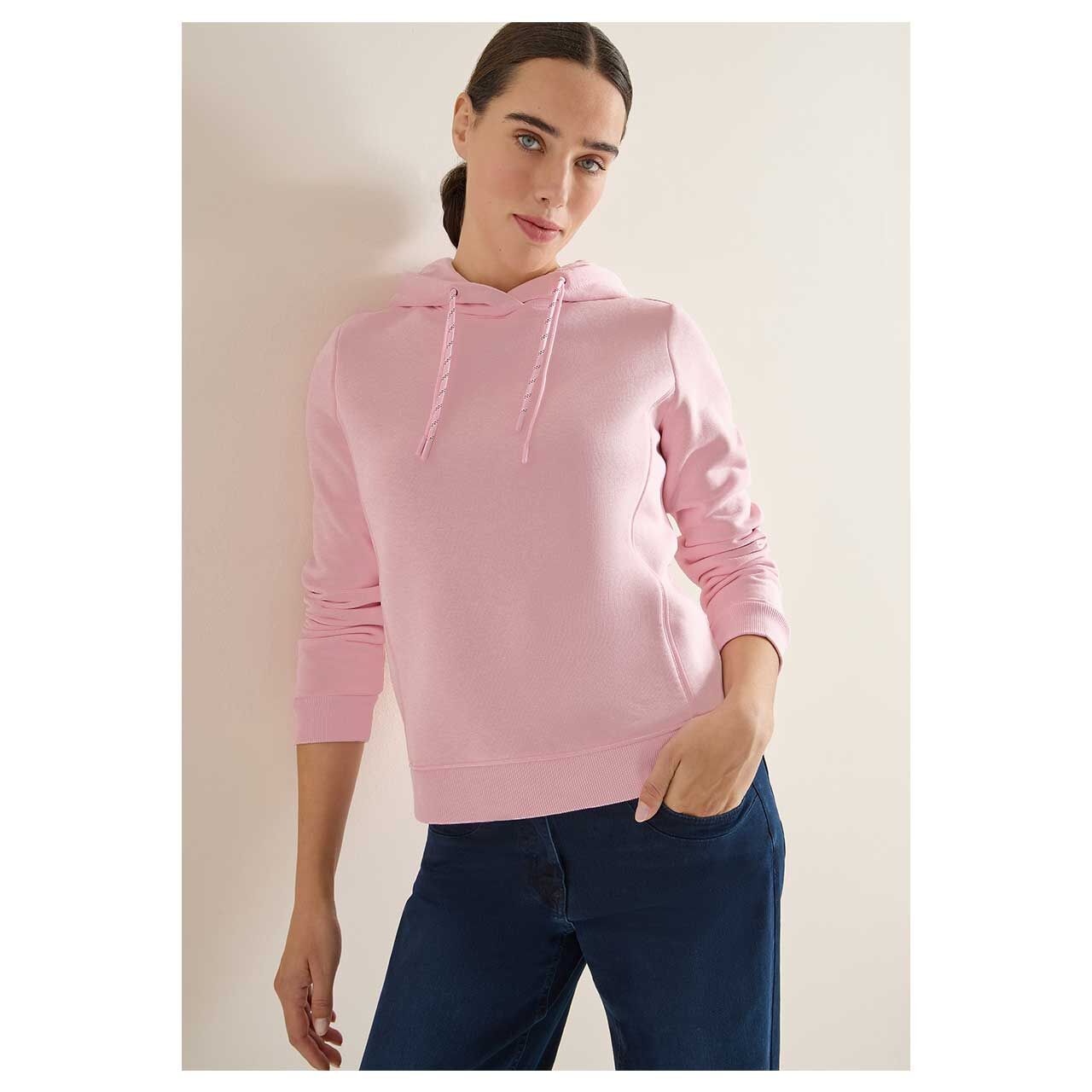 Damen Hoodie Sweatshirt Embroidery von Cecil in Rosa, Vorderansicht am Model