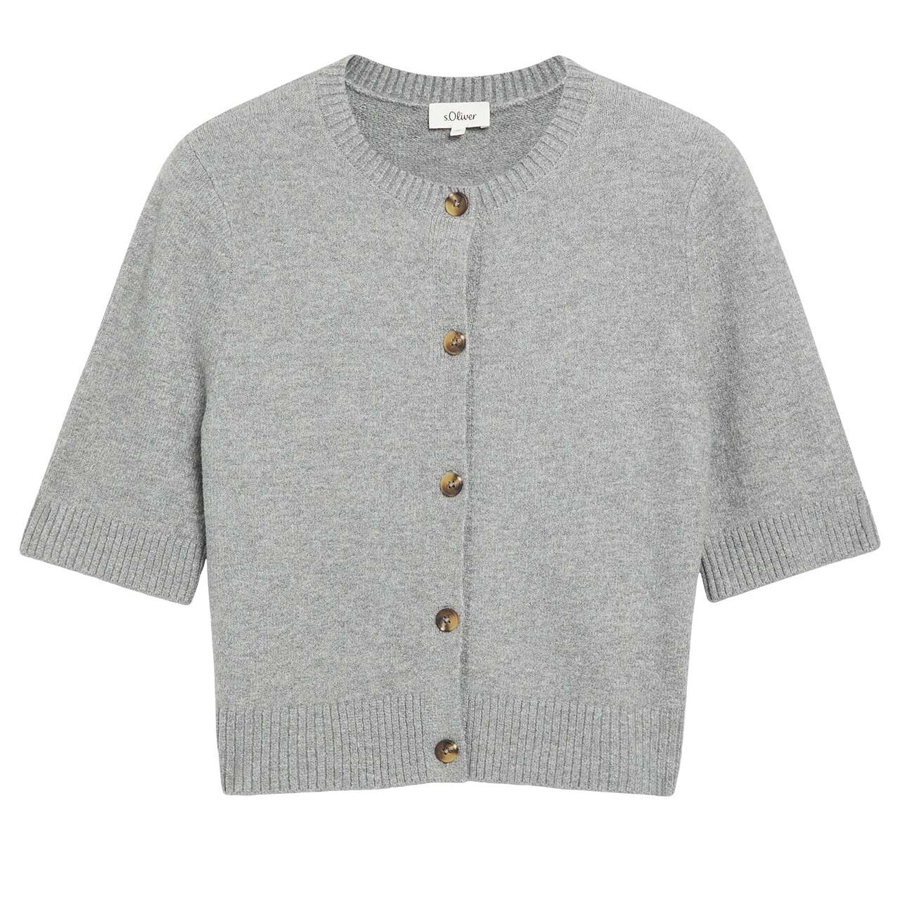 s.Oliver Damen Kurzarm Strickjacke grey melange knit