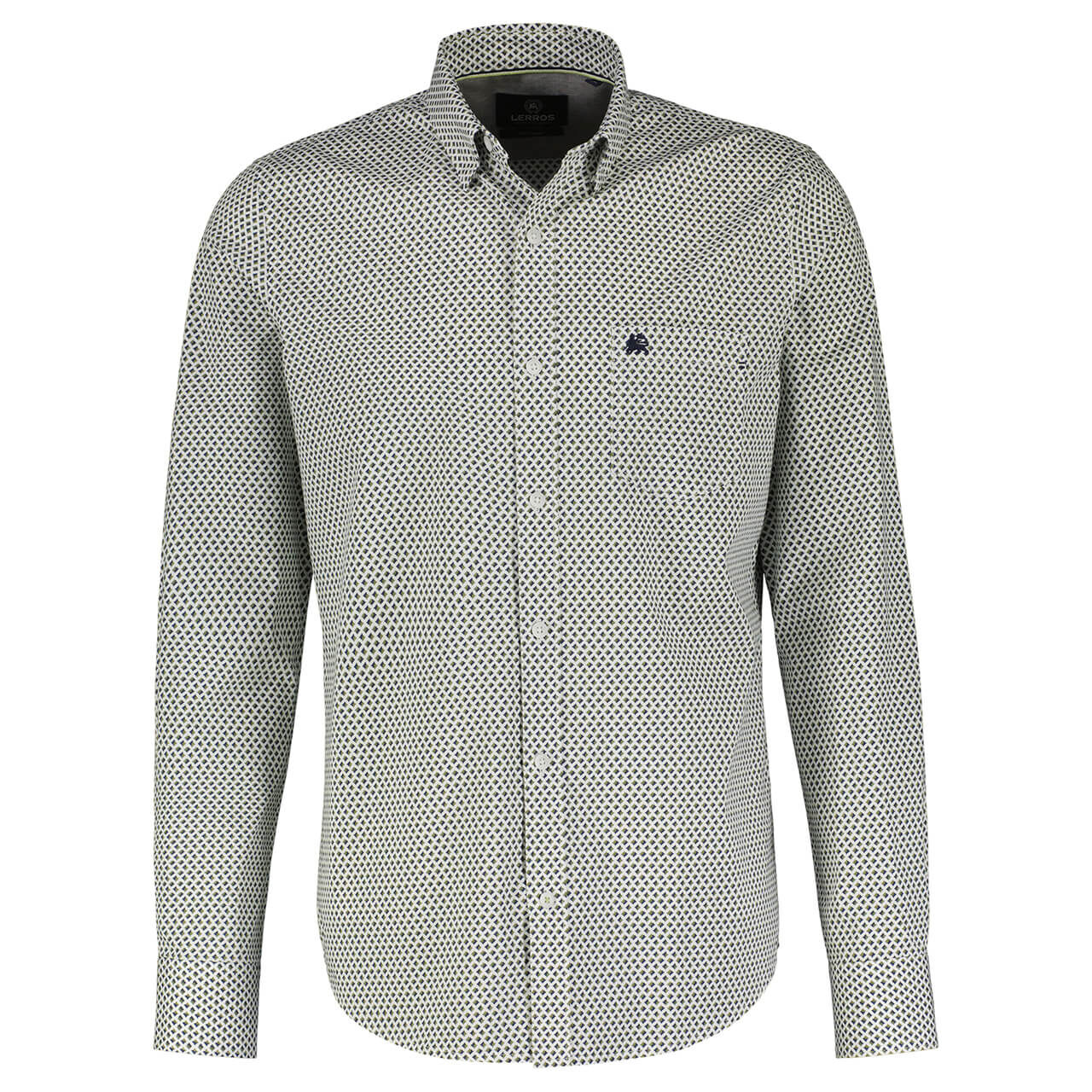 Lerros Herren Langarm Hemd dusty jade green print