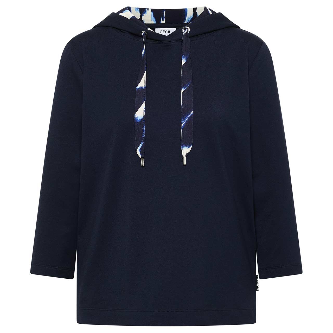 Cecil Damen 3/4 Arm Hoodie Sweatshirt Mix urban dark blue printed