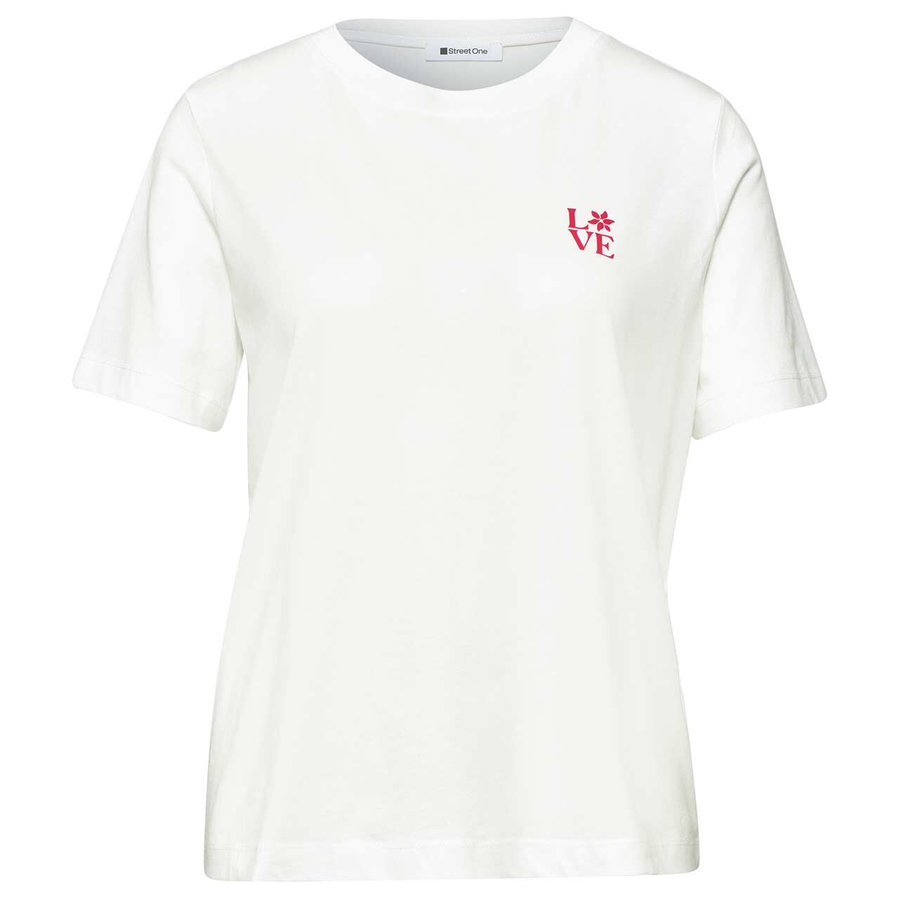 Street One Damen T-Shirt Basic Chest Print off white