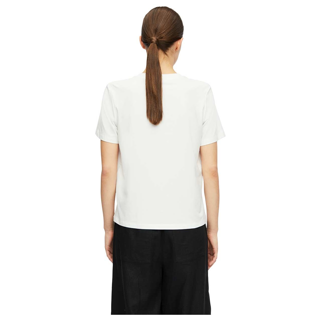 Damen T-Shirt von Comma in Weiß mit Print, Rückansicht am Model