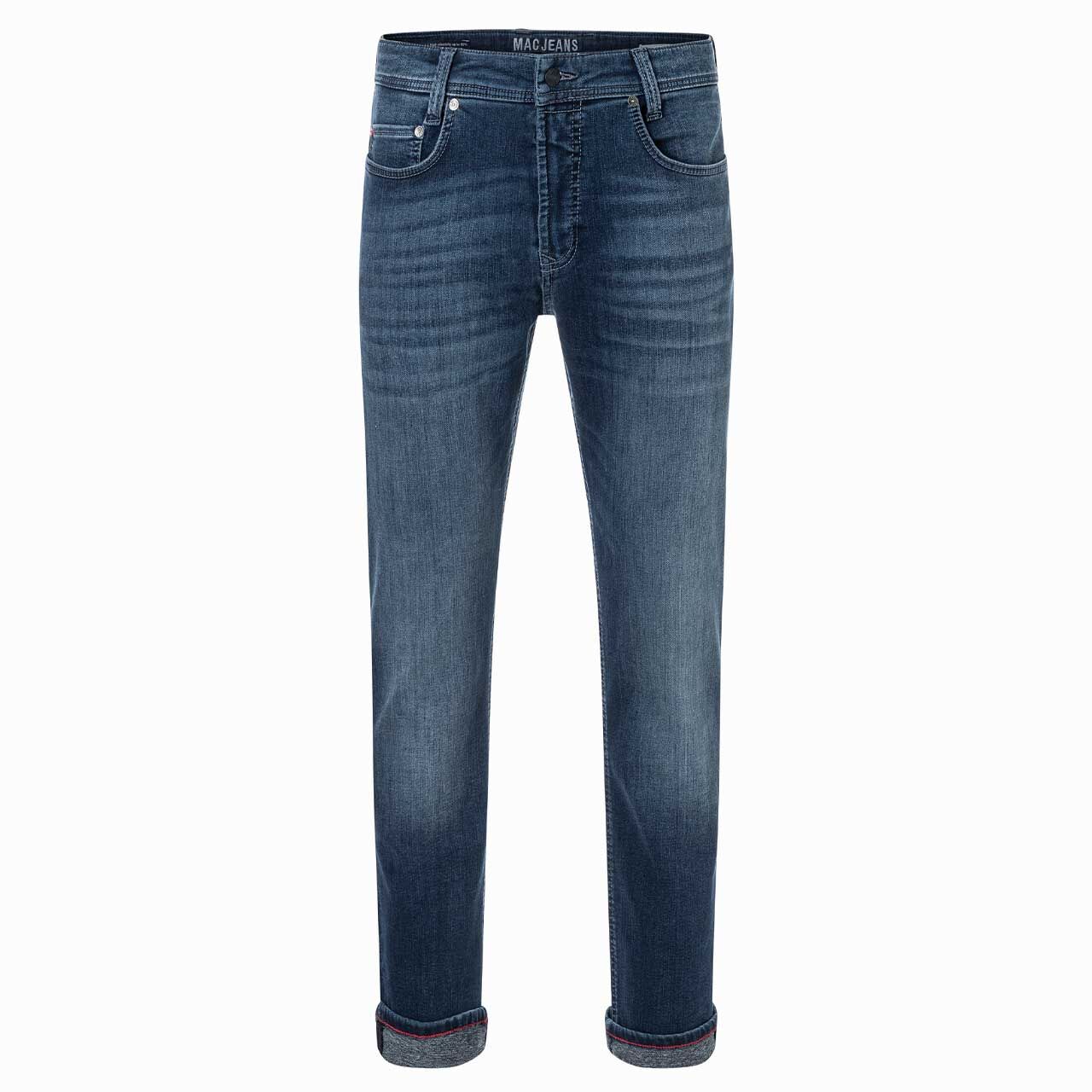 Herrenjeans Flexx Driver Jeans von MAC in Dunkelblau angewaschen, Vorderansicht