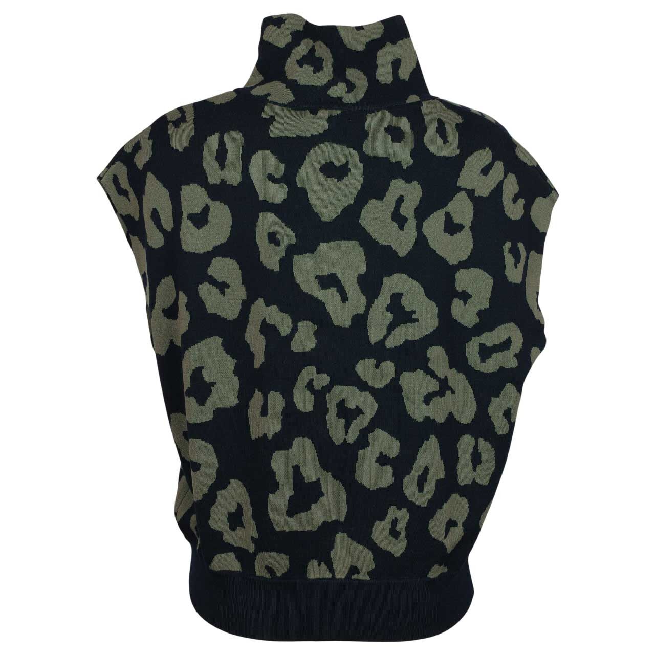 Damen Strickweste Doubleface Zip Vest von Cecil in Dunkelblau mit Print, Rückansicht am Model