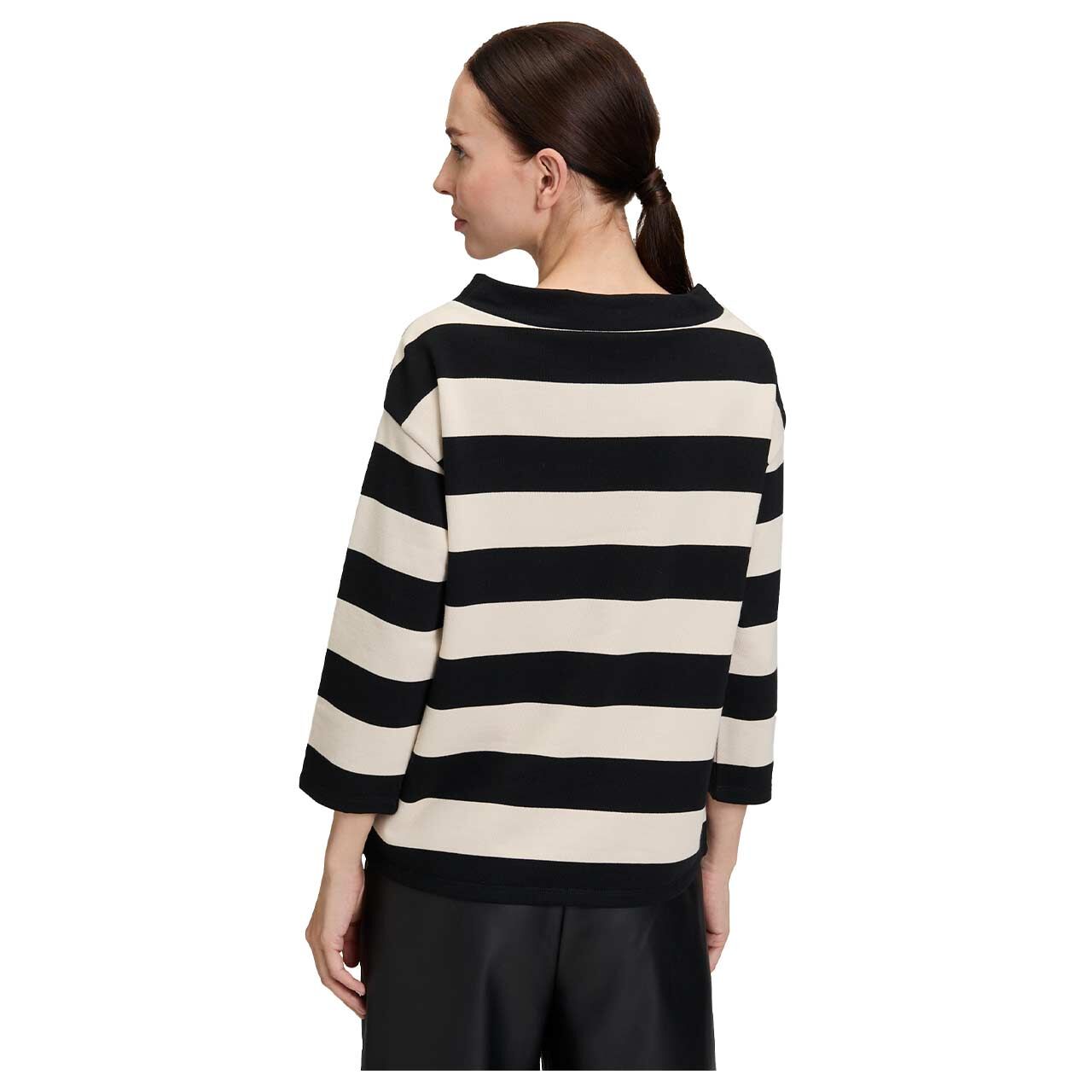 Damen 3/4 Arm Sweatshirt von Betty Barclay in Schwarz gestreift, Ganzkörperaufnahme Model