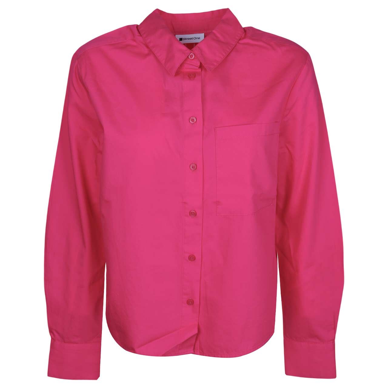 Street One Damen Langarm Bluse Cotton Shirtcollar magenta dream