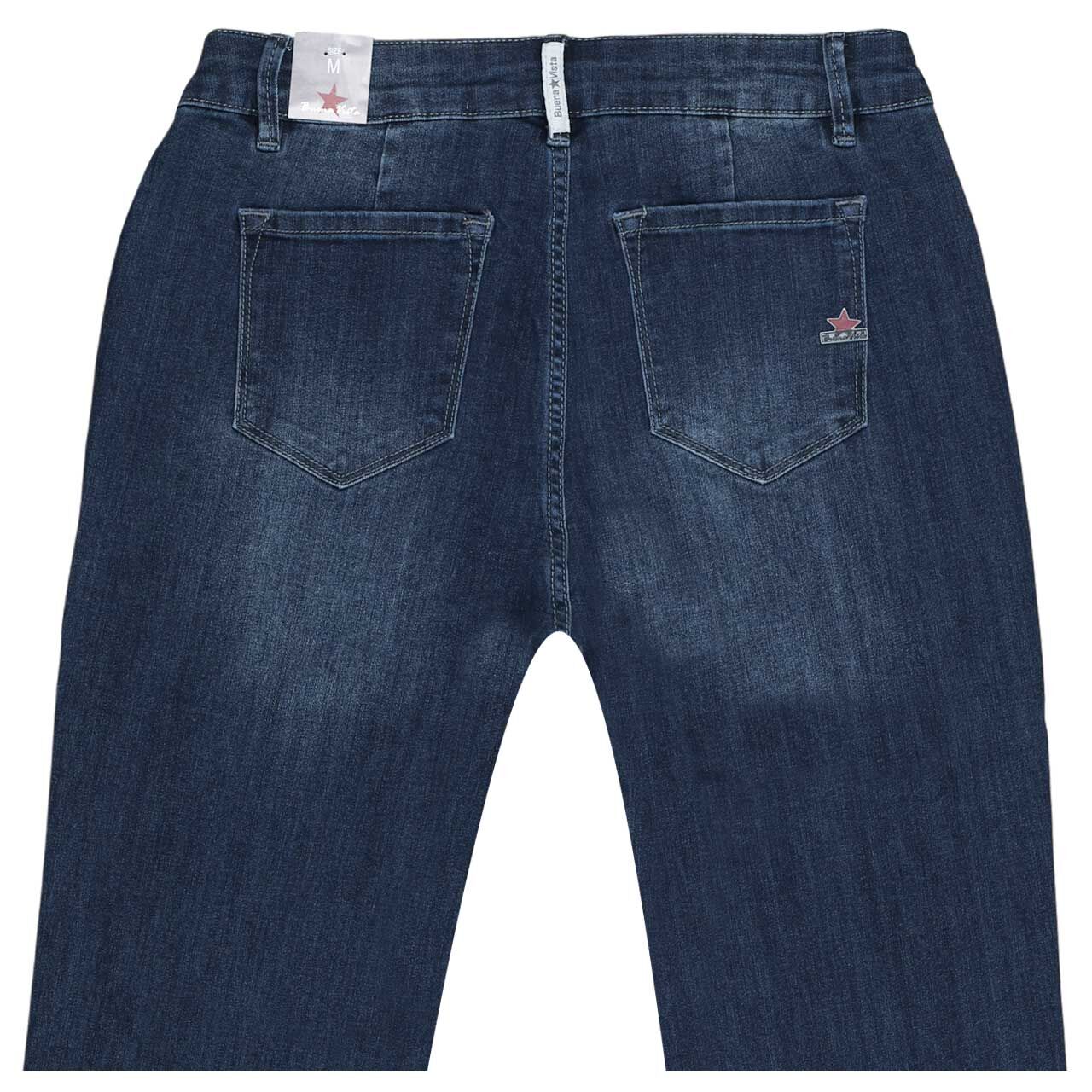 Damenjeans Stella-Zip Straight Stretch Denim von Buena Vista in Dunkelblau angewaschen, detaillierte Rückansicht