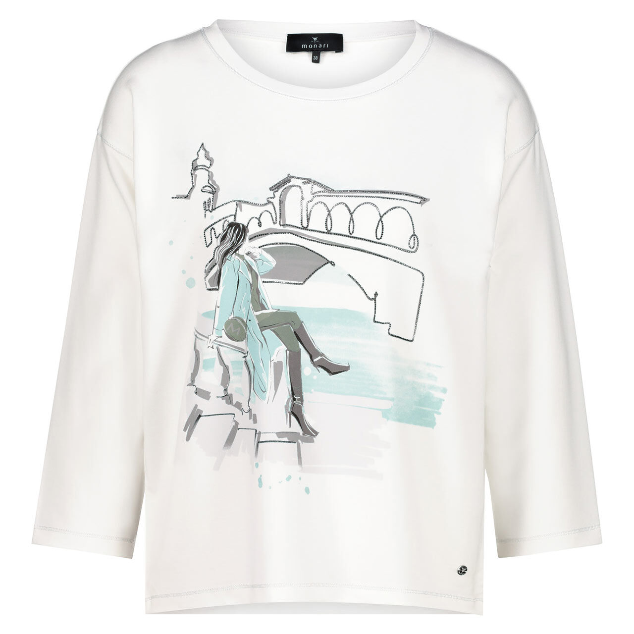 Monari Damen 3/4 Arm Shirt off white with glitter