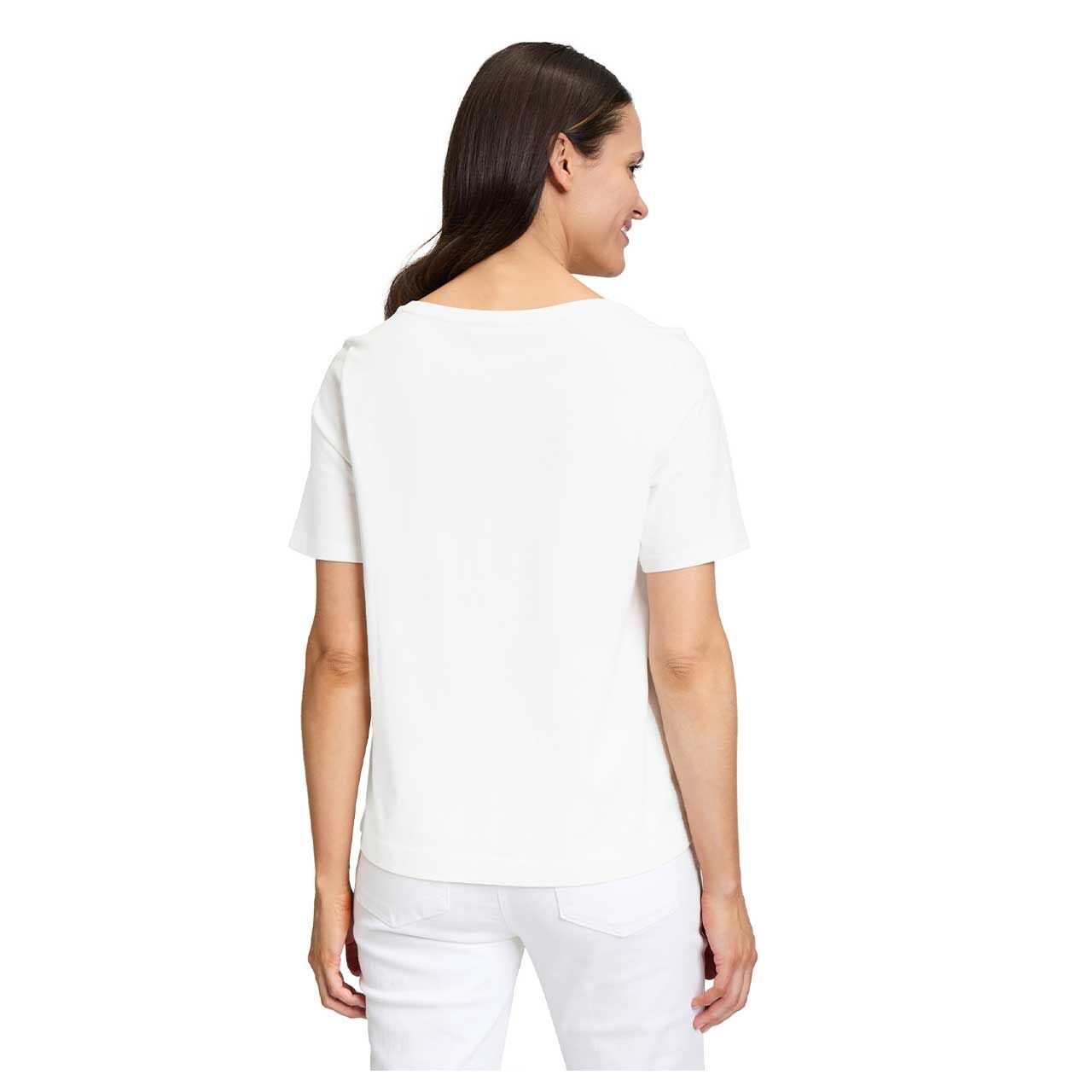 Damen T-Shirt von Betty Barclay in Cremeweiß mit Print, Rückansicht Oberkörper getragen