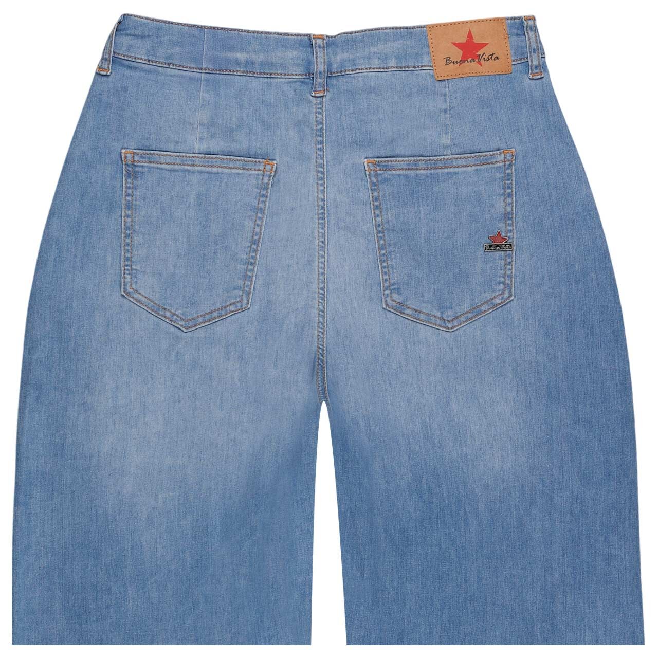 Stretch Damen Ankle Jeans Wide Palazzo Magic Denim von Buena Vista in Blau angewaschen, detaillierte Rückansicht