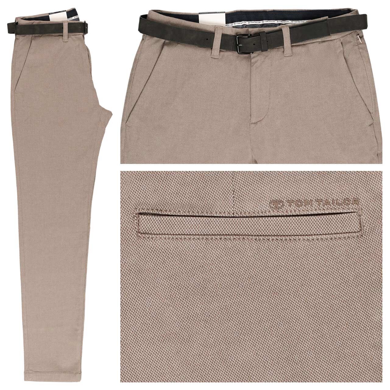 Tom Tailor Travis Chinohose traveler beige brown zig zag structure