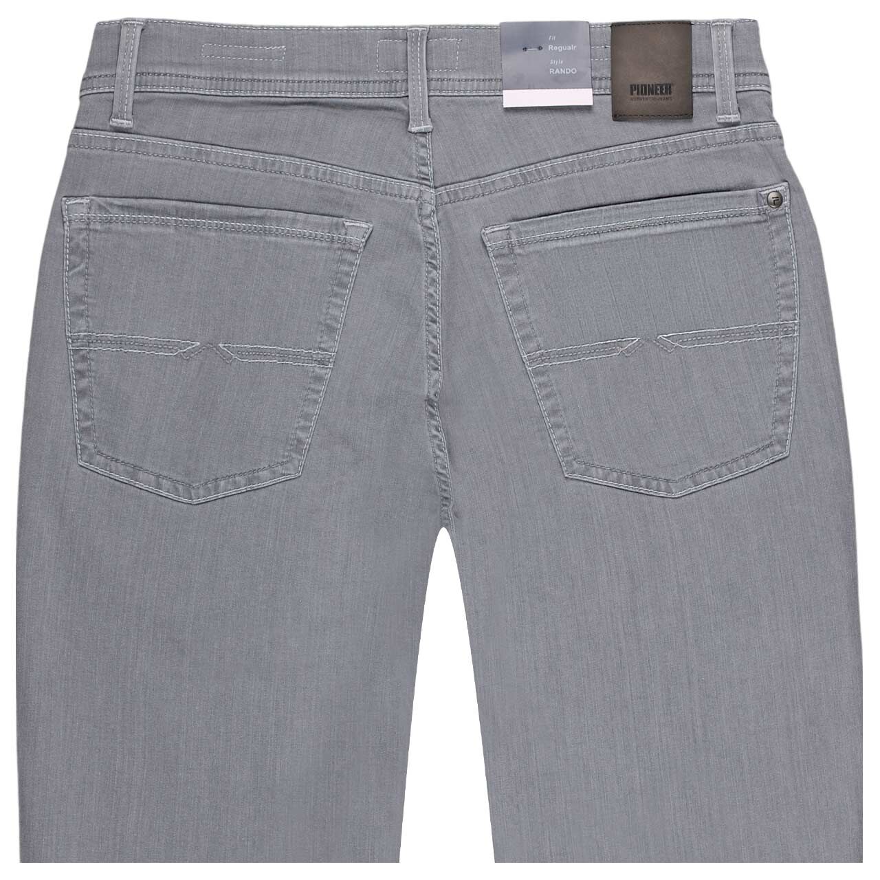 Stretch Herren Baumwollhose Rando Megaflex in Hellgrau von Pioneer, Rückansicht