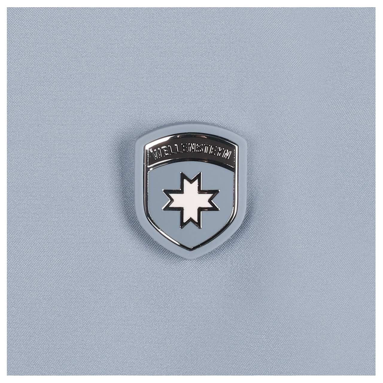 Damen Jacke Marina von Wellensteyn in Pastellblau, Detailansicht Markenlogo