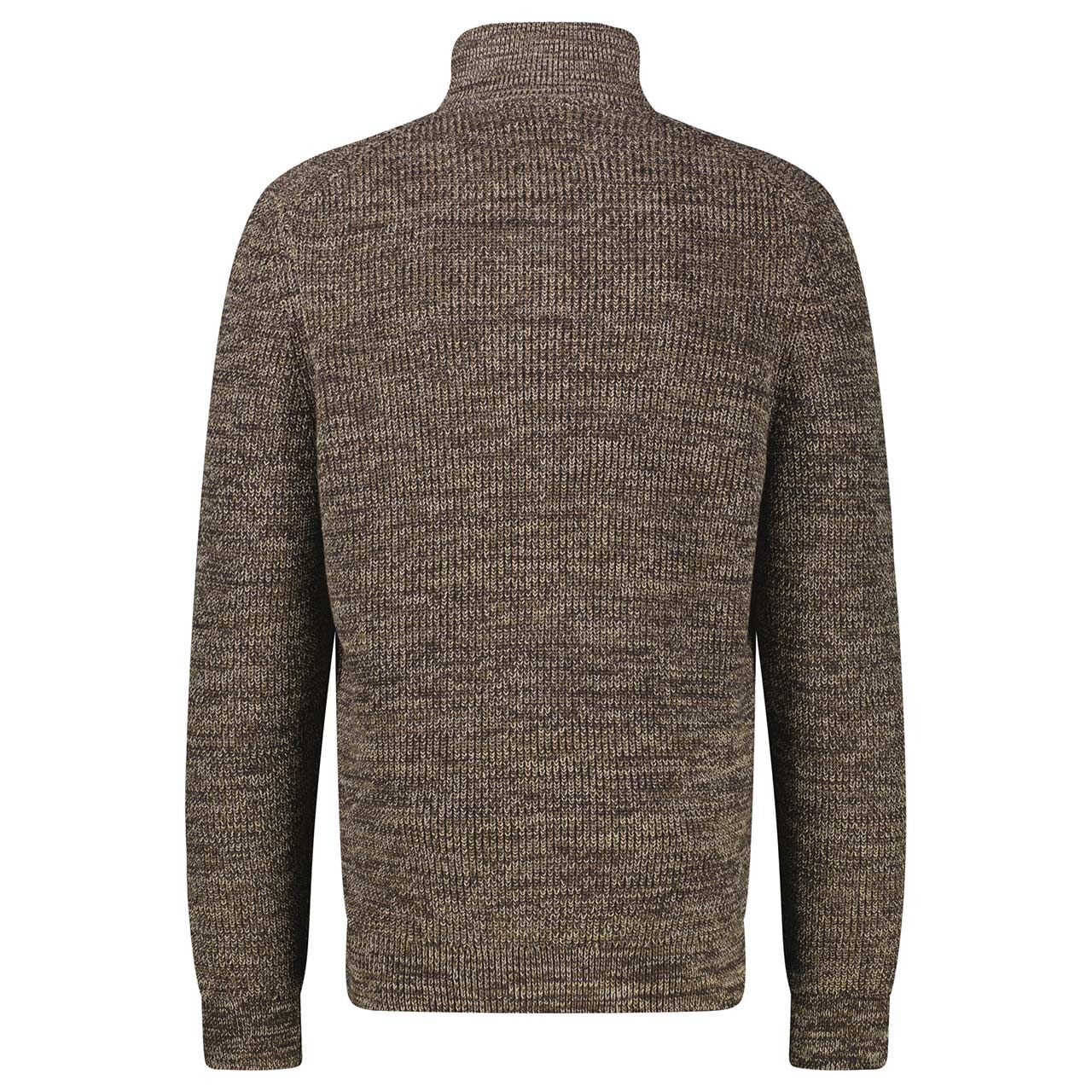 Herren Pullover Troyer von Lerros in Dunkelbraun meliert, Rückansicht