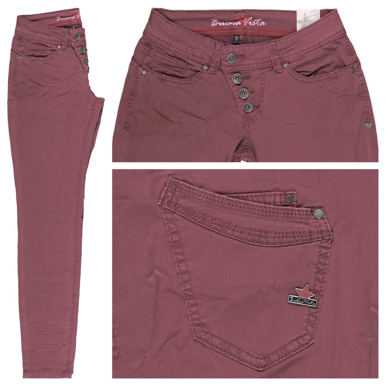 Buena Vista Malibu Cropped Stretch Twill Ankle Baumwollhose red wine