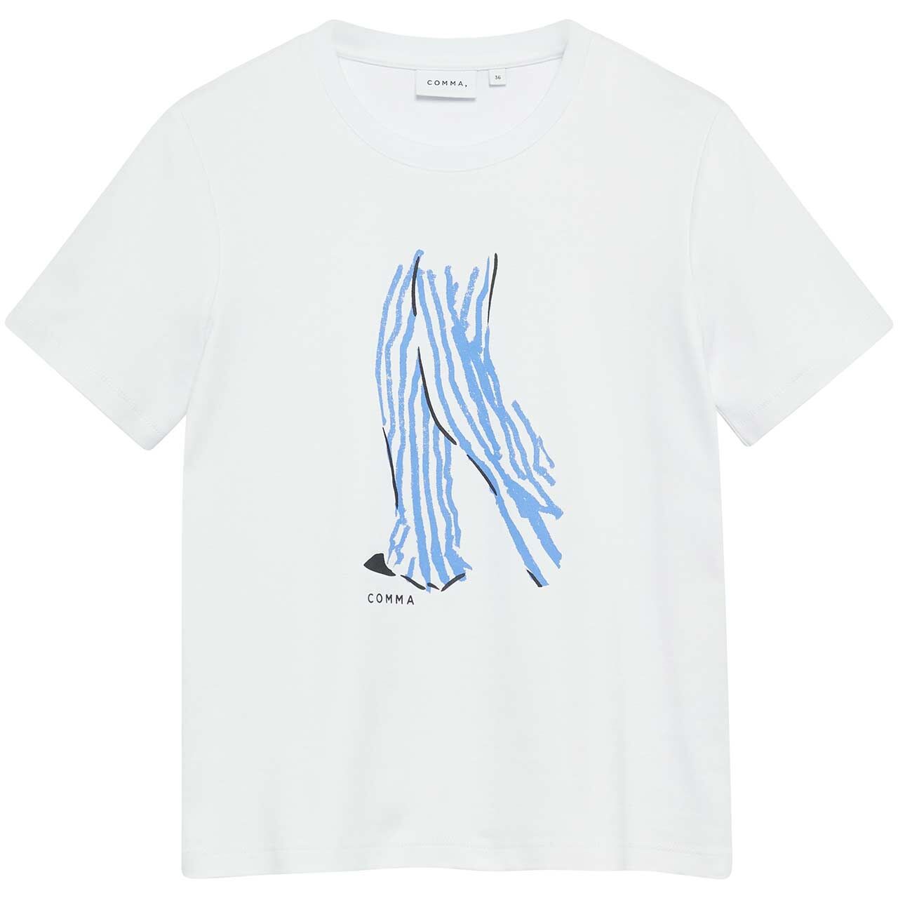 Comma Damen T-Shirt white placed artwork
