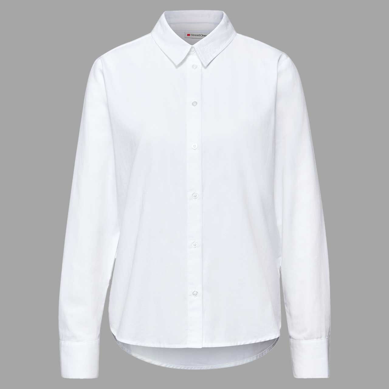 Street One Damen Langarm Bluse Buttoned Shirtcollar white