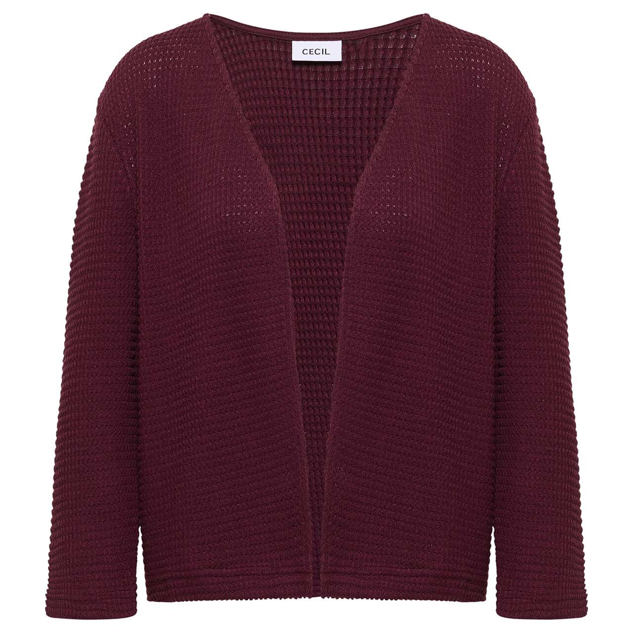 Cecil Damen 3/4 Arm Strickjacke Ajour Knit Open Jacket sweet grape red