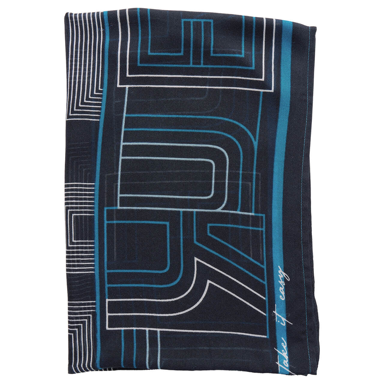 Cecil Damen Loop Tuch deep petrol printed