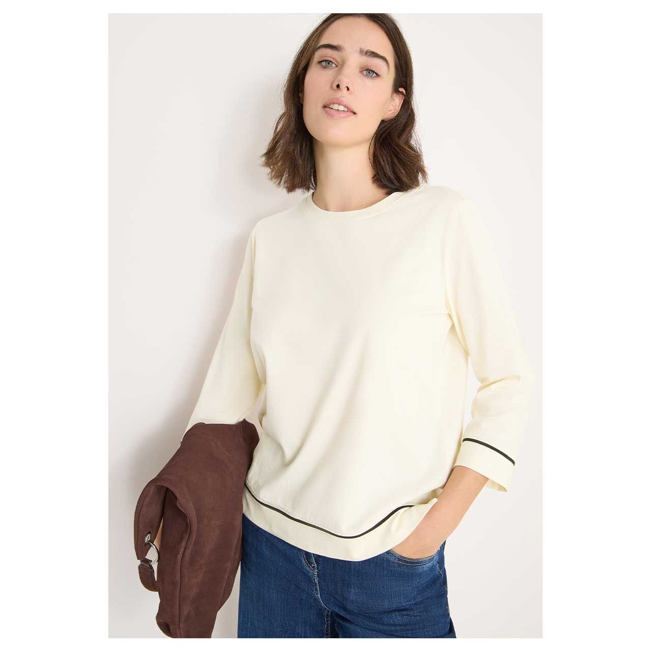 Damen 3/4 Arm Shirt von Cecil in Cremeweiß, detaillierte Vorderansicht