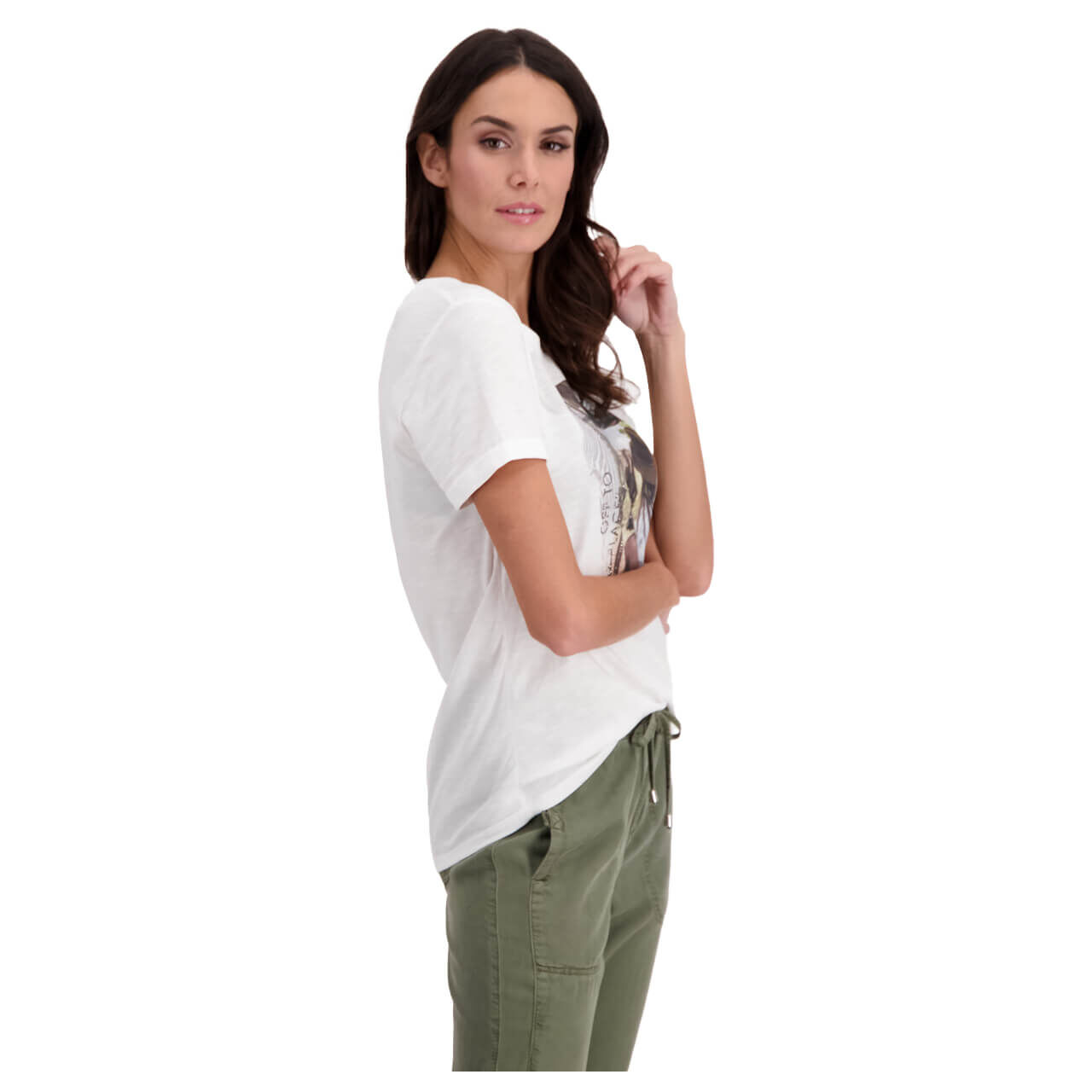 Monari T-Shirt für Damen in Weiß mit Print, FarbNr.: 100