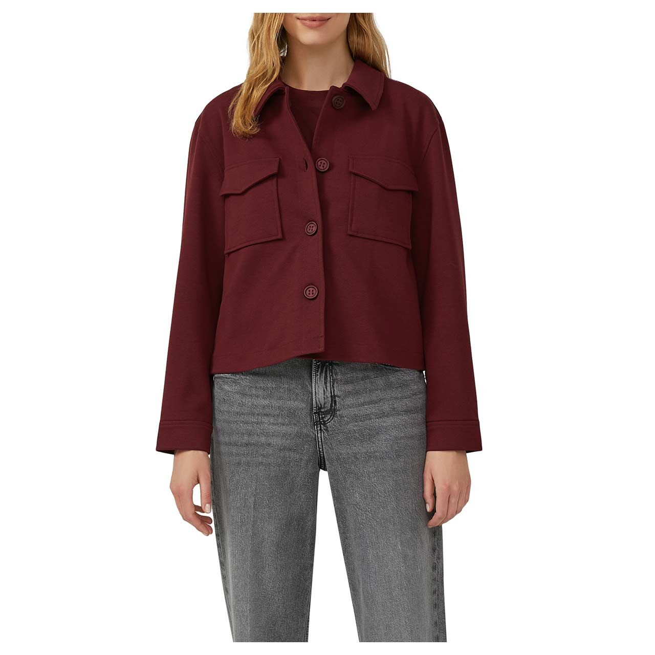 Damen Jacke von s.Oliver in Burgunderrot, Detailansicht am Model von vorn