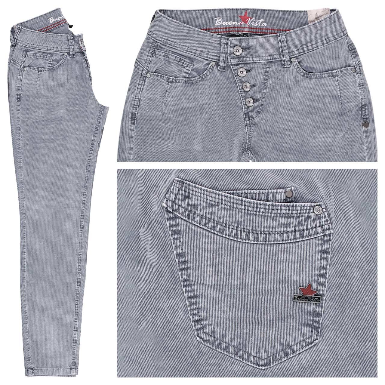Buena Vista Malibu Cropped Fine Cord Ankle Hose washed grey