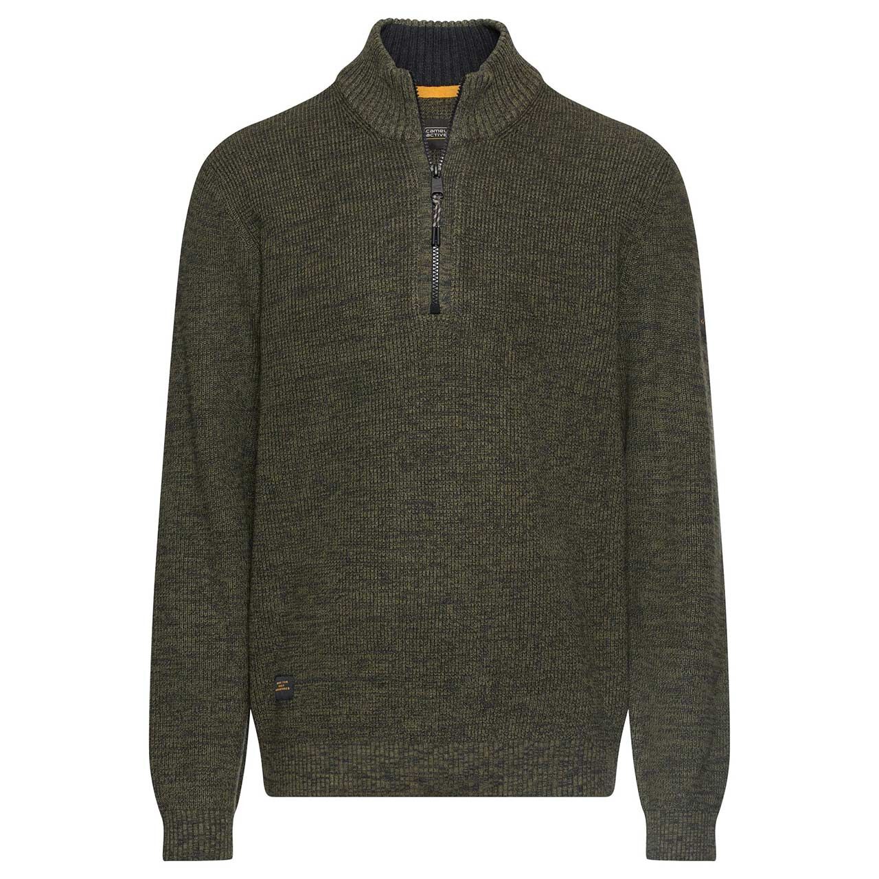 Camel active Herren Pullover Troyer dark olive green melange