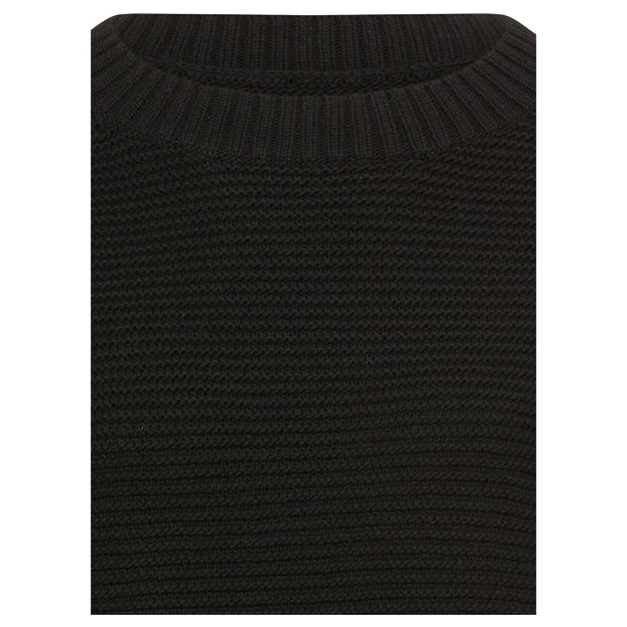 Damen Kurzarm Pullover von Camel active in Schwarz, detaillierte Vorderansicht