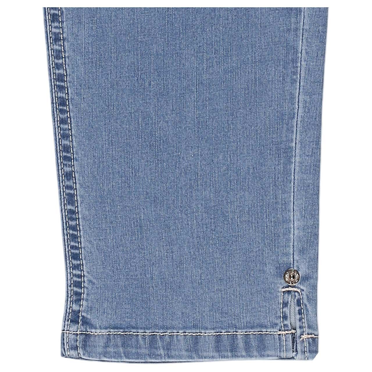 Stretch Damen 7/8 Jeans Melanie von MAC in Hellblau angewaschen, detaillierte Ansicht des Saums