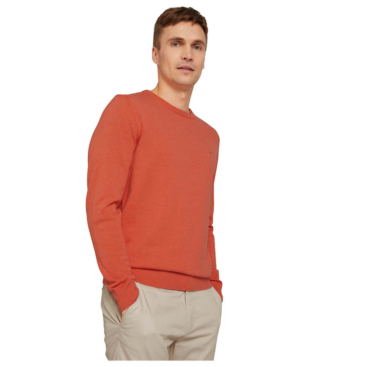 Tom Tailor Basic Crew-neck Sweater für Herren in Pfirsichrot, FarbNr.: 29420