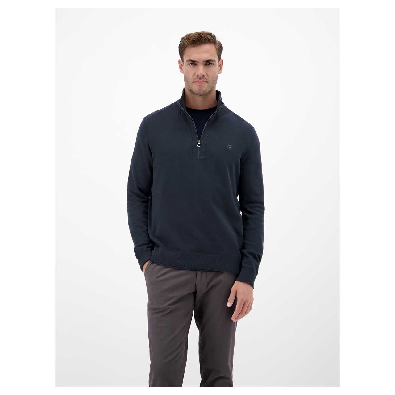 Lerros Herren Pullover Troyer soft classic navy
