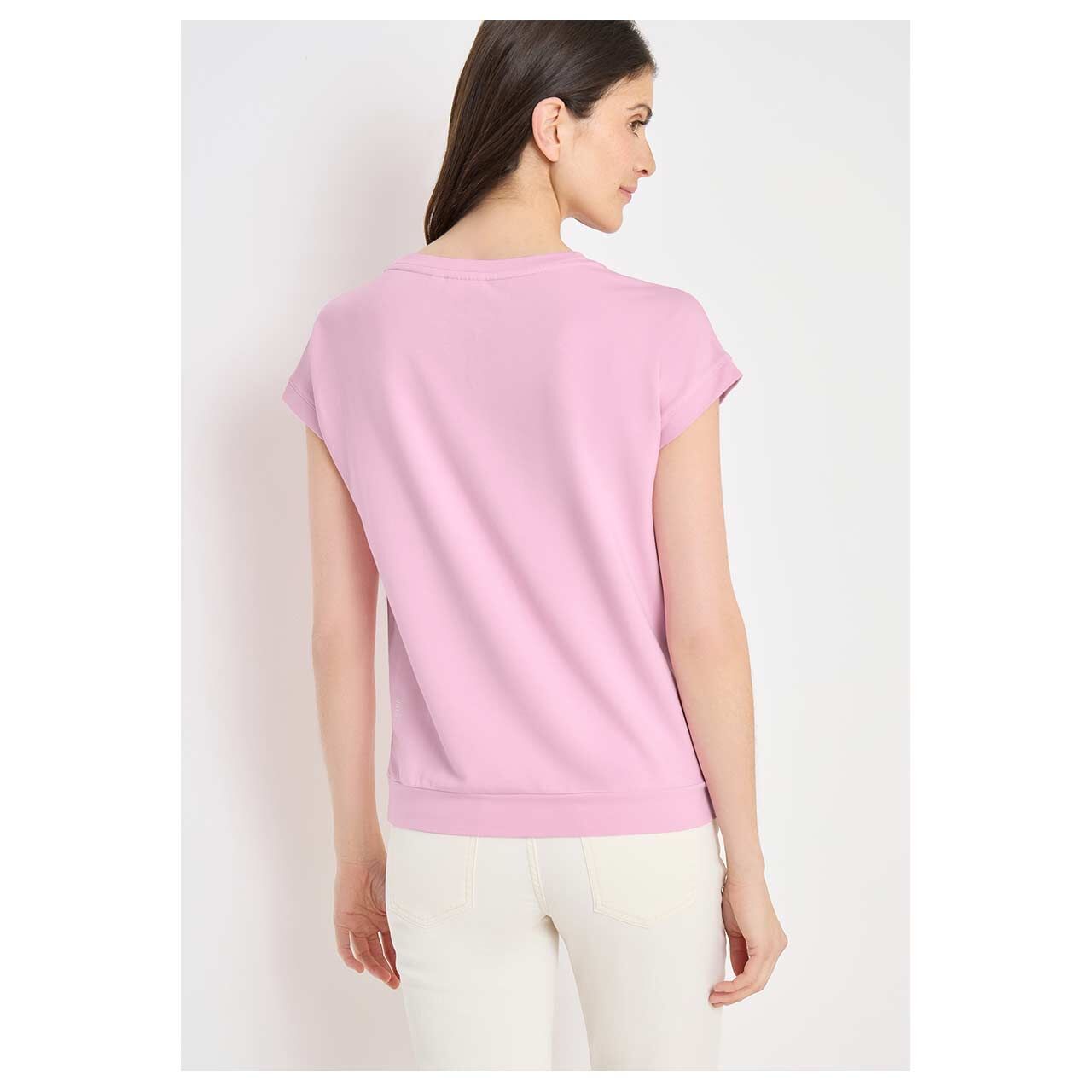 Damen T-Shirt Multi Fleur von Cecil in Rosa mit Print, Rückansicht am Model