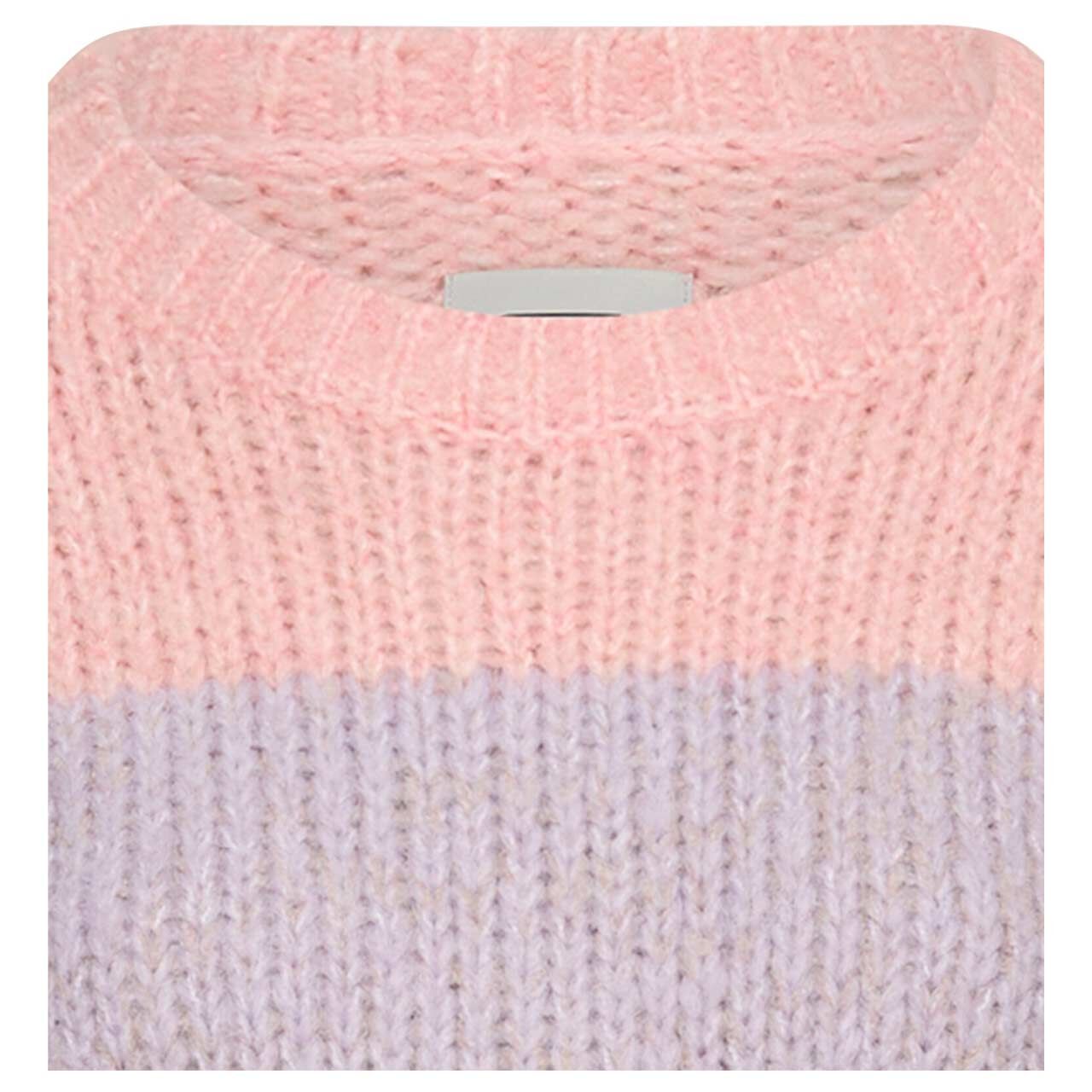 Damen Pullover von Camel active in Rosa gestreift, detaillierte Vorderansicht