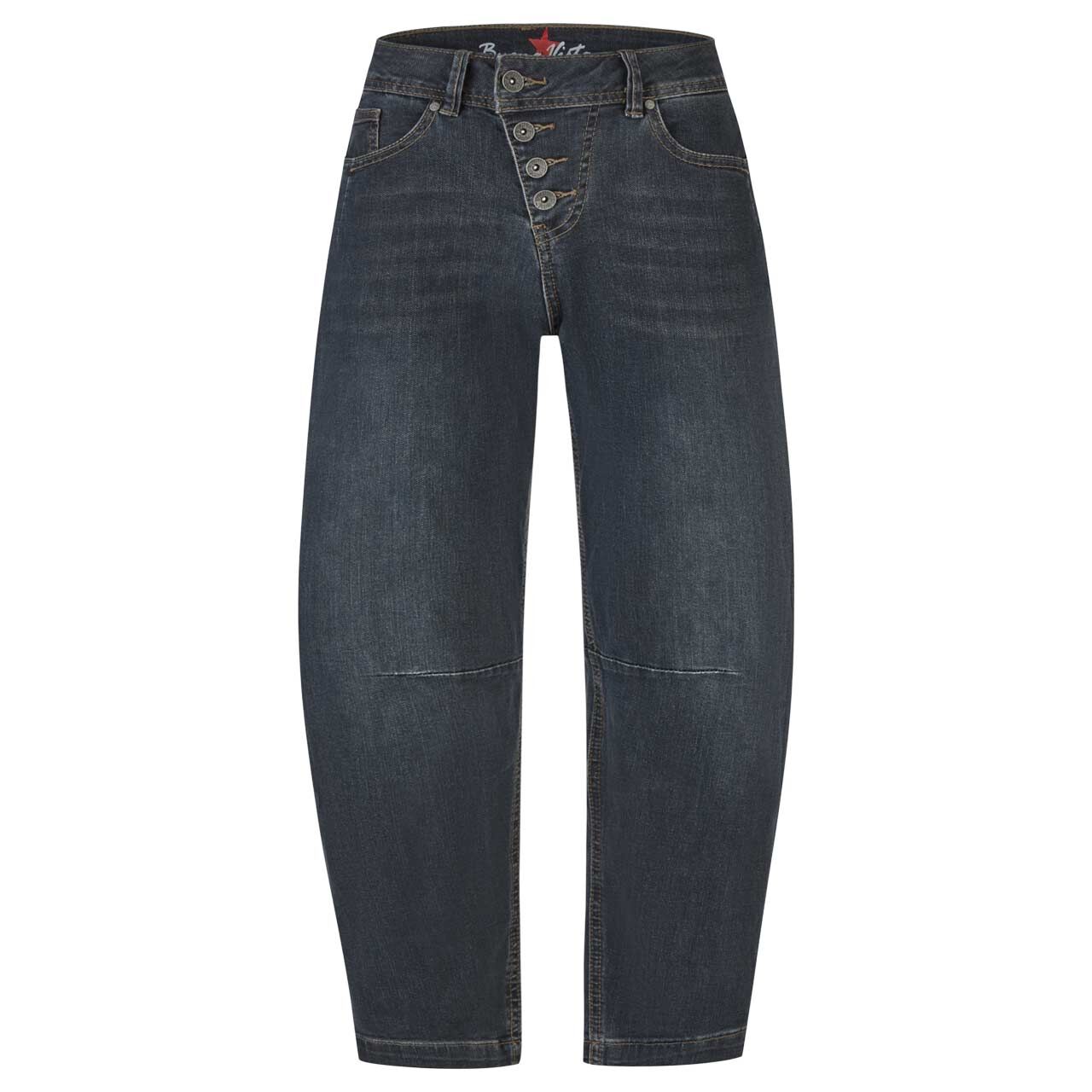 Damenjeans Malibu 7/8 Relaxed Stretch Denim von Buena Vista in Dunkelblau angewaschen, Vorderansicht