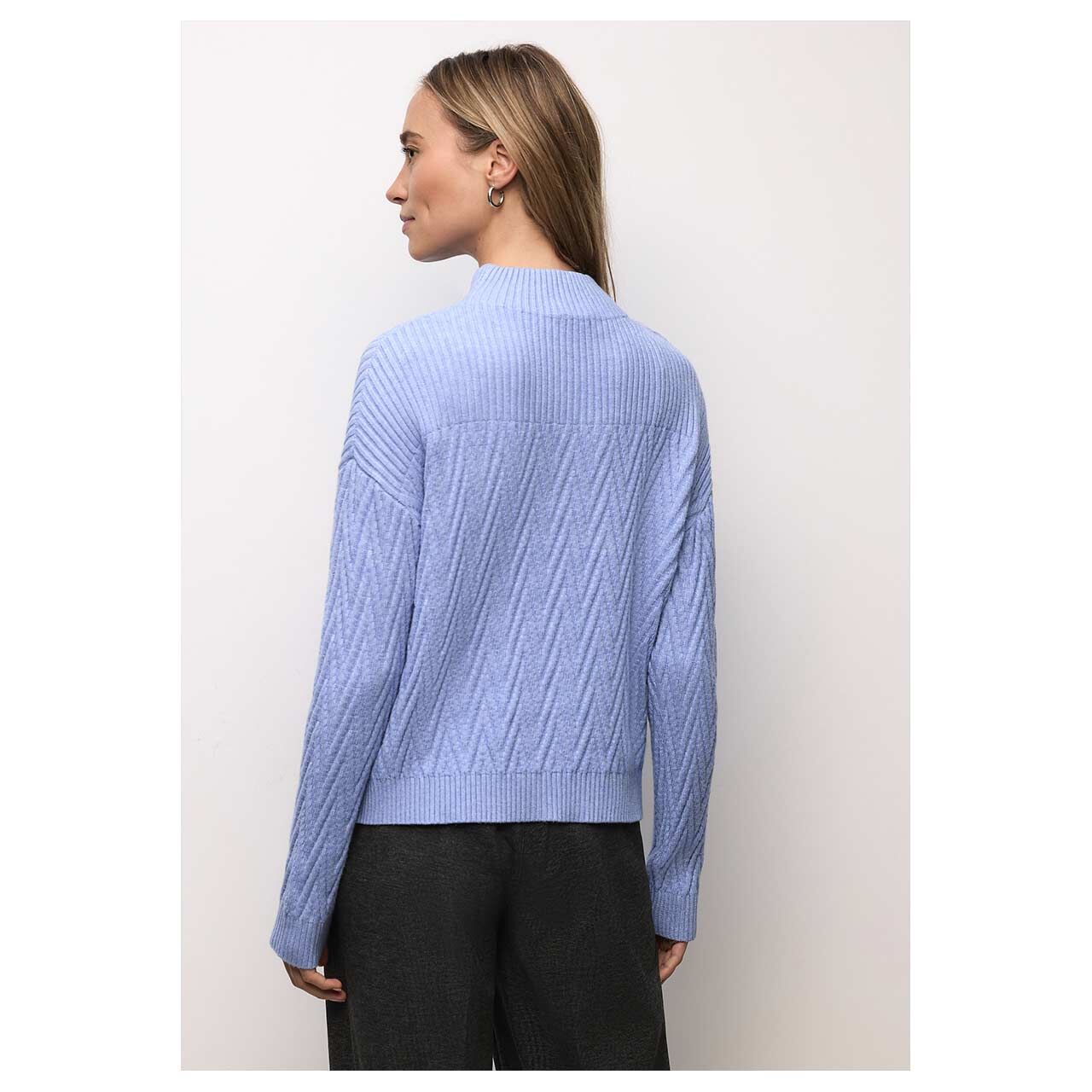 Damen Pullover Turtle Structure von Street One in Hellblau meliert, Vorderansicht