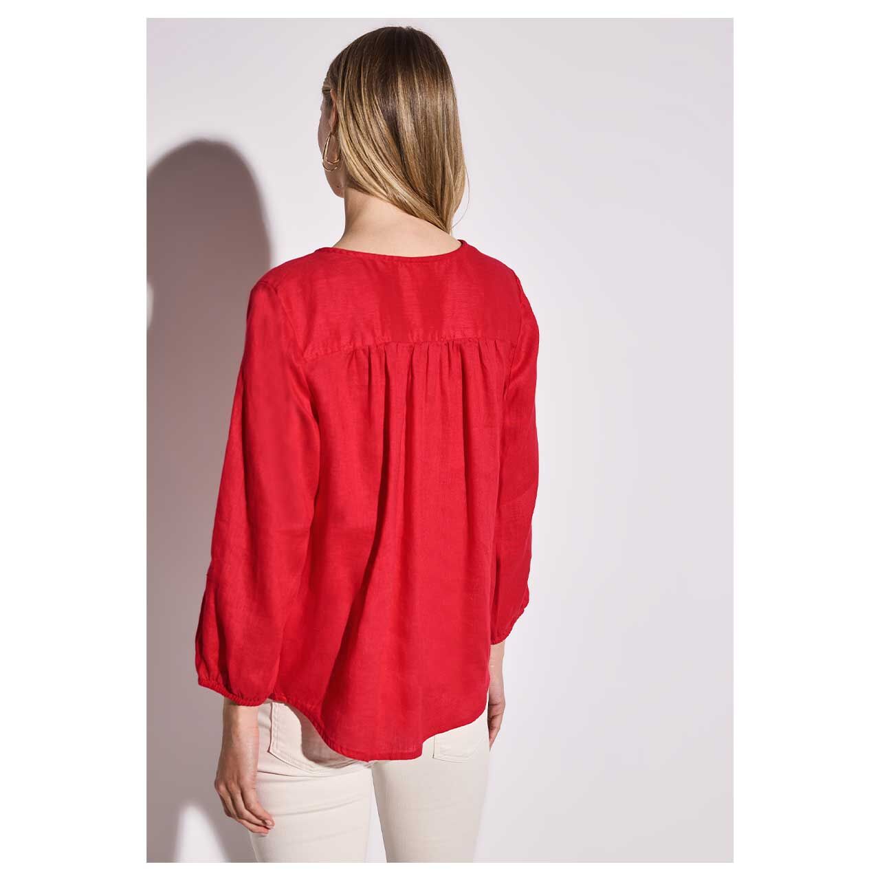 Street One Damen 3/4 Arm Bluse Buttoned Roundneck glory red