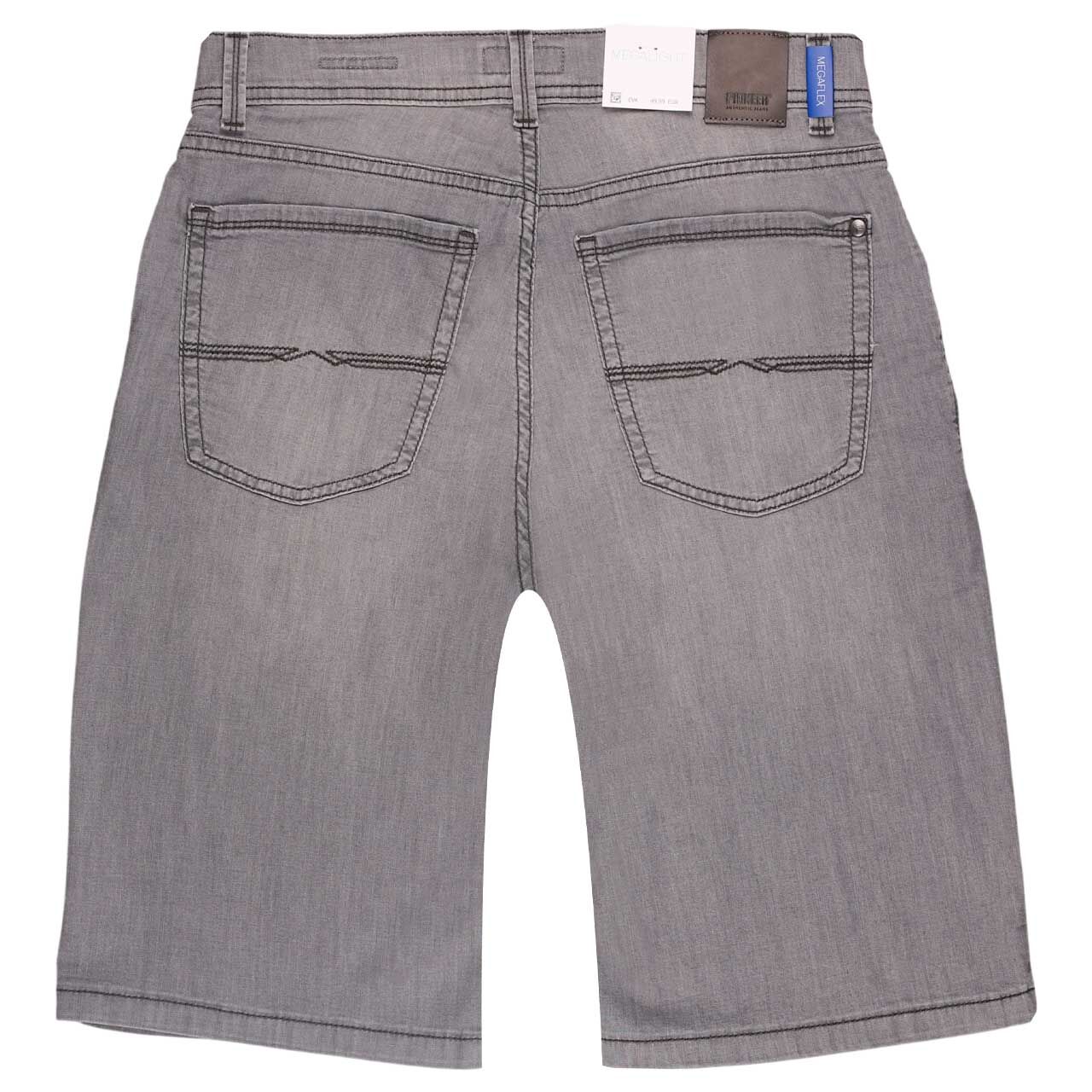 Bermuda Jeans Finn Megaflex von Pioneer in Grau angewaschen, detaillierte Rückansicht