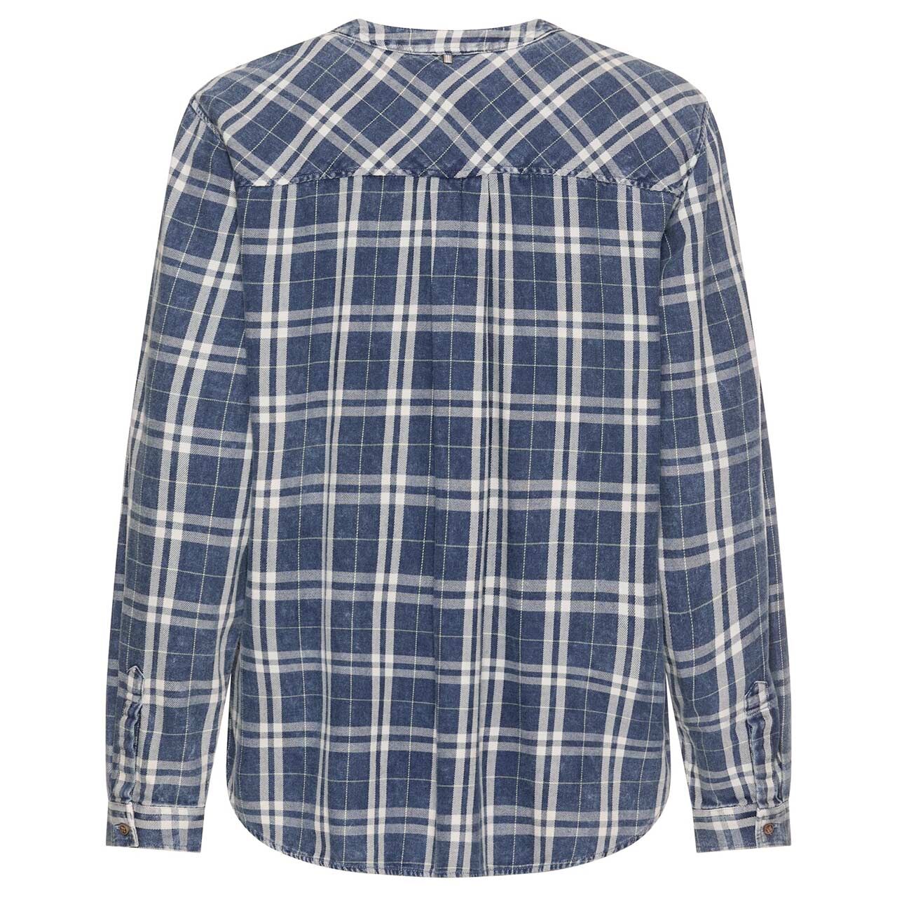 Damen Langarm Bluse von Camel active in Dunkelblau kariert, Rückansicht