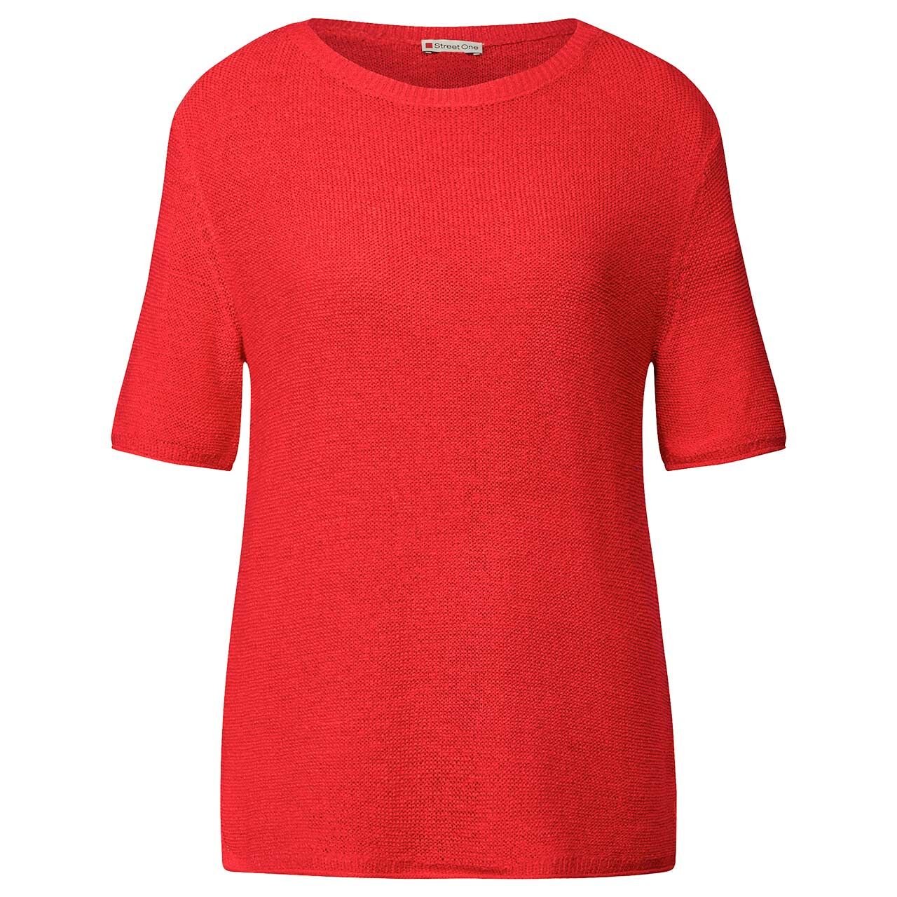 Street One Damen Kurzarmpullover U-Boat Sweater Knit glory red