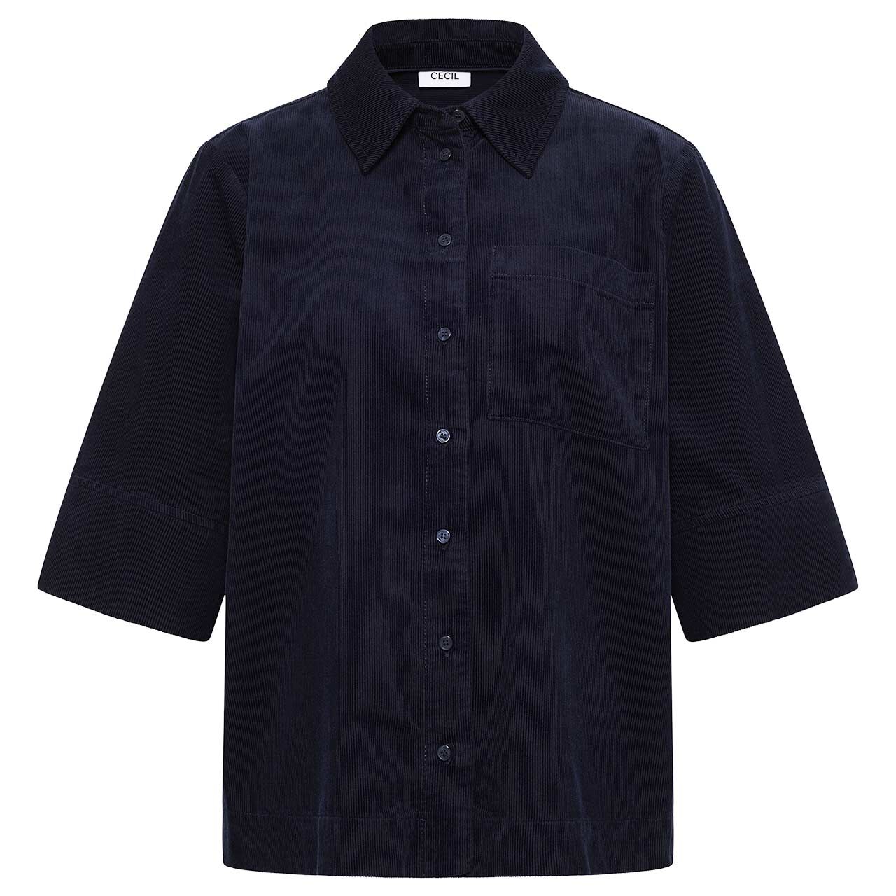 Cecil Damen 3/4 Arm Cord Bluse Corduroy urban dark blue