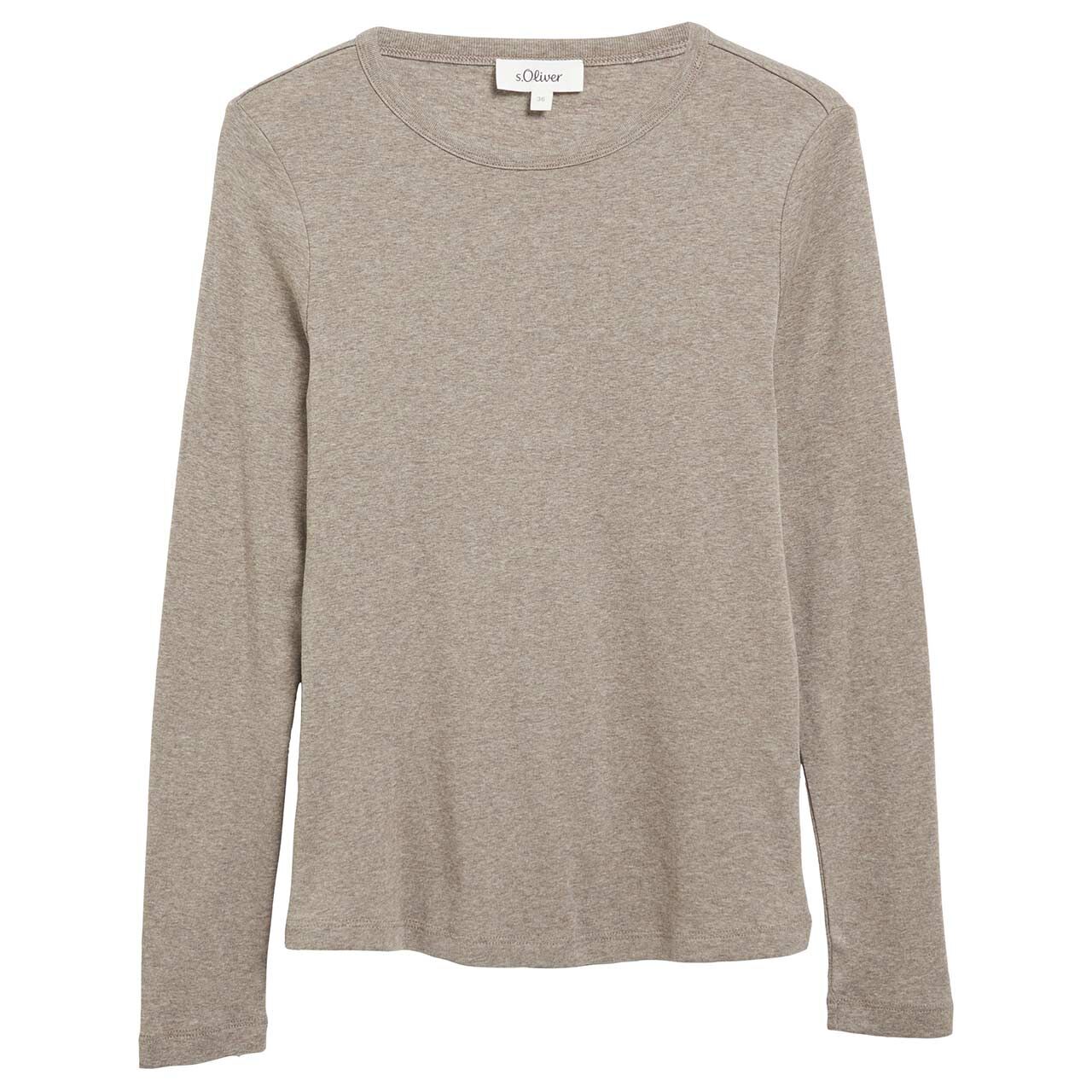 s.Oliver Damen Langarm Shirt taupe melange