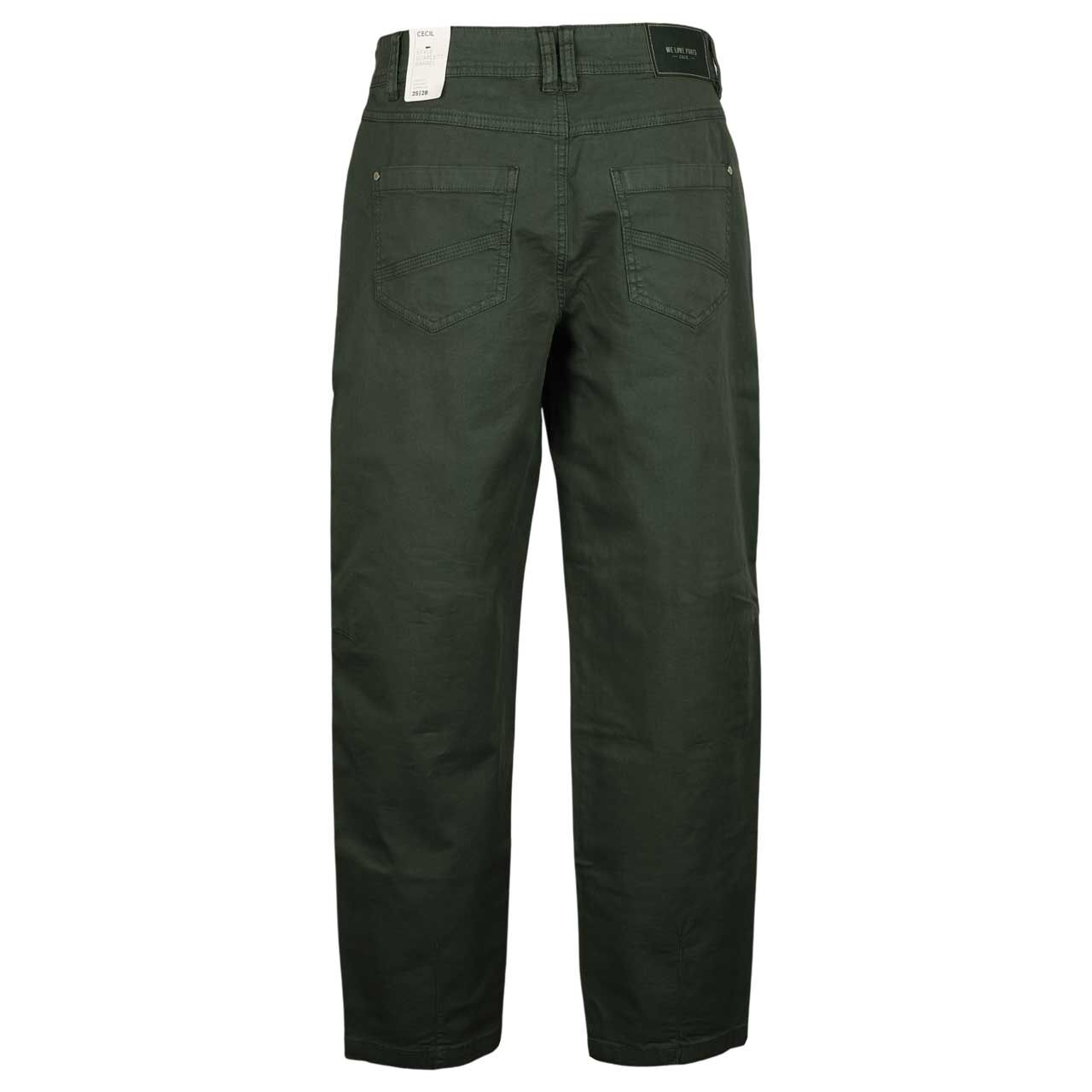 Damen Ankle Baumwollhose Scarlett Barrel von Cecil in der Olivgrün, Rückansicht