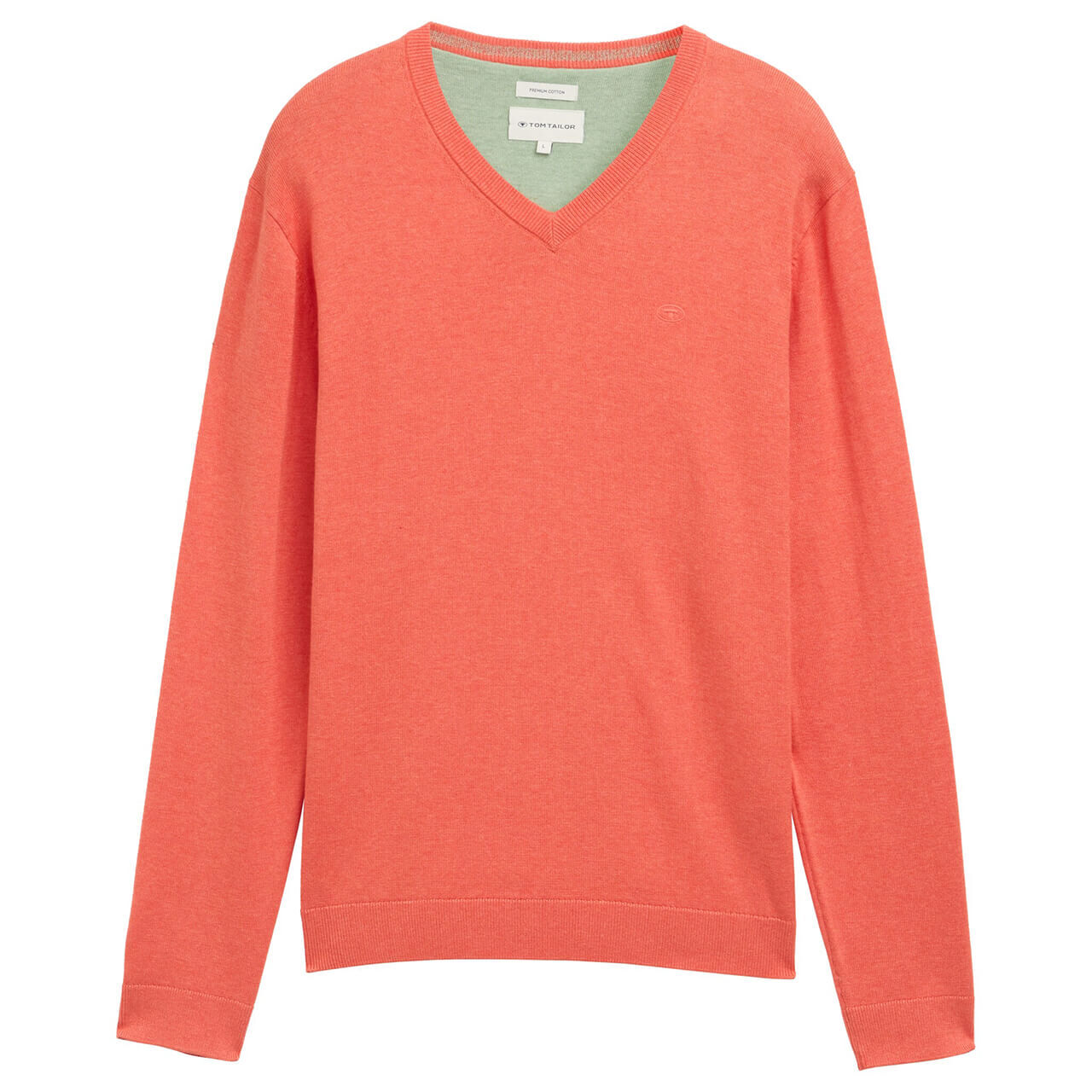 Tom Tailor Herren Pullover Basic V-neck Knit coral red melange