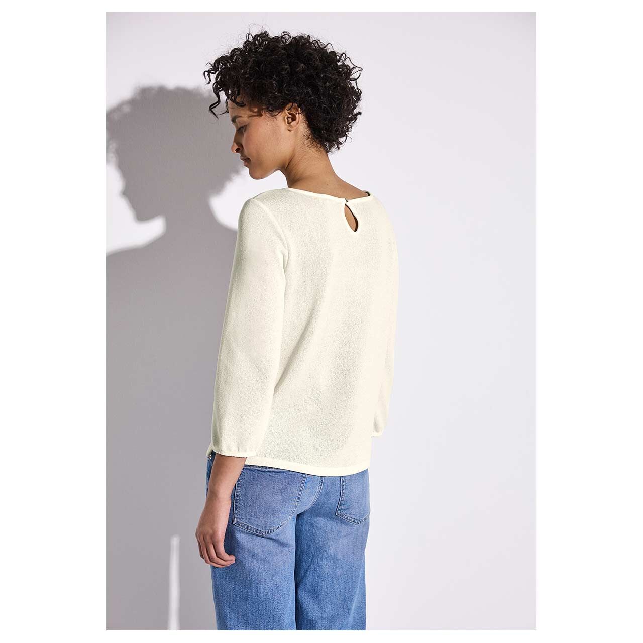 Street One Damen 3/4 Arm Shirt Knit Look clean off white